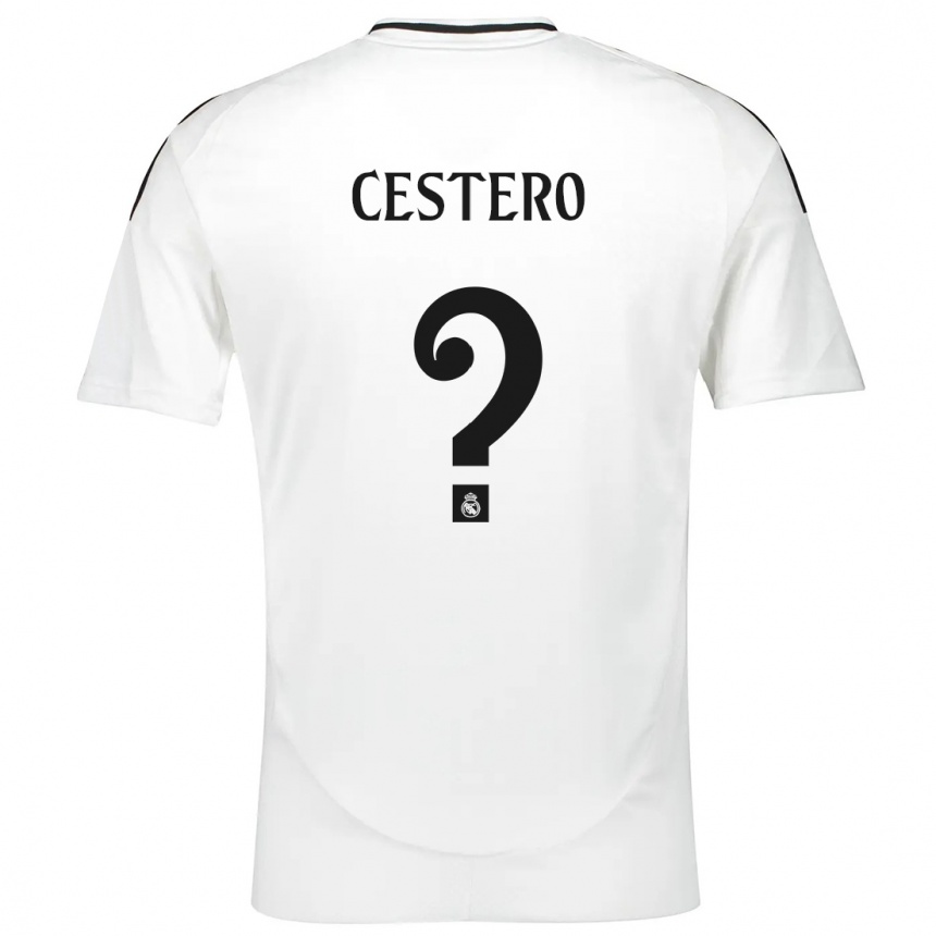 Kids Football Jorge Cestero #0 White Home Jersey 2024/25 T-Shirt Canada