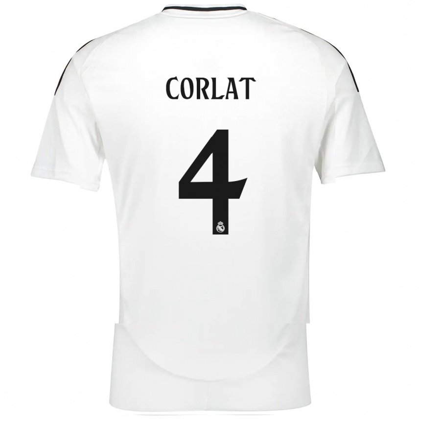 Kids Football Edu Corlat #4 White Home Jersey 2024/25 T-Shirt Canada