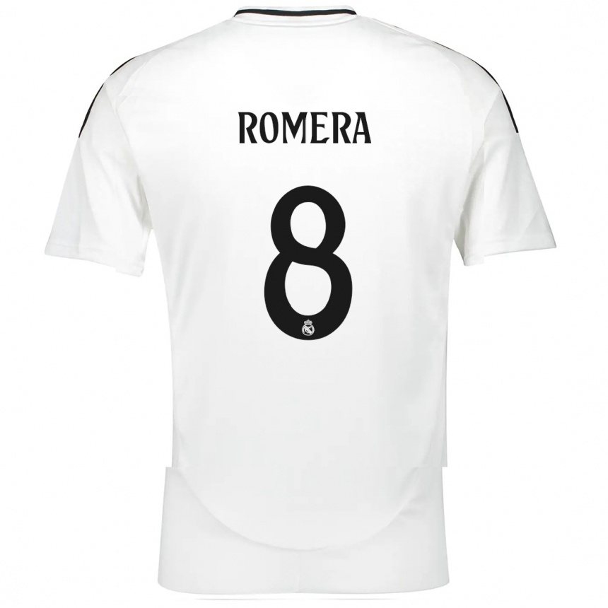 Kids Football Miguel Romera #8 White Home Jersey 2024/25 T-Shirt Canada