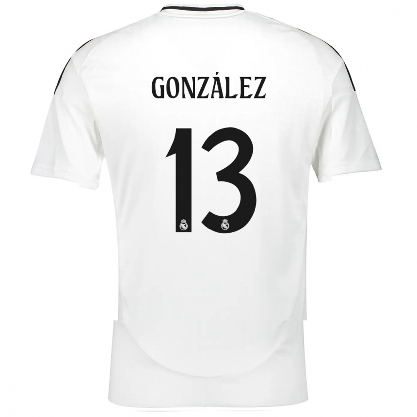 Kids Football Fran González #13 White Home Jersey 2024/25 T-Shirt Canada