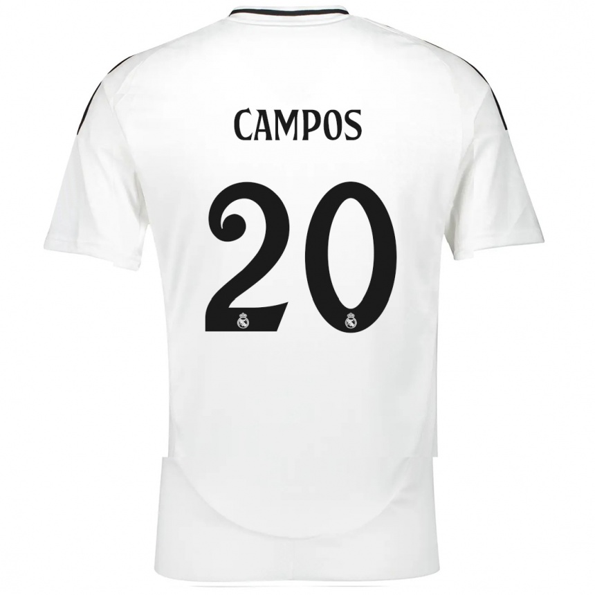 Kids Football Andrés Campos #20 White Home Jersey 2024/25 T-Shirt Canada