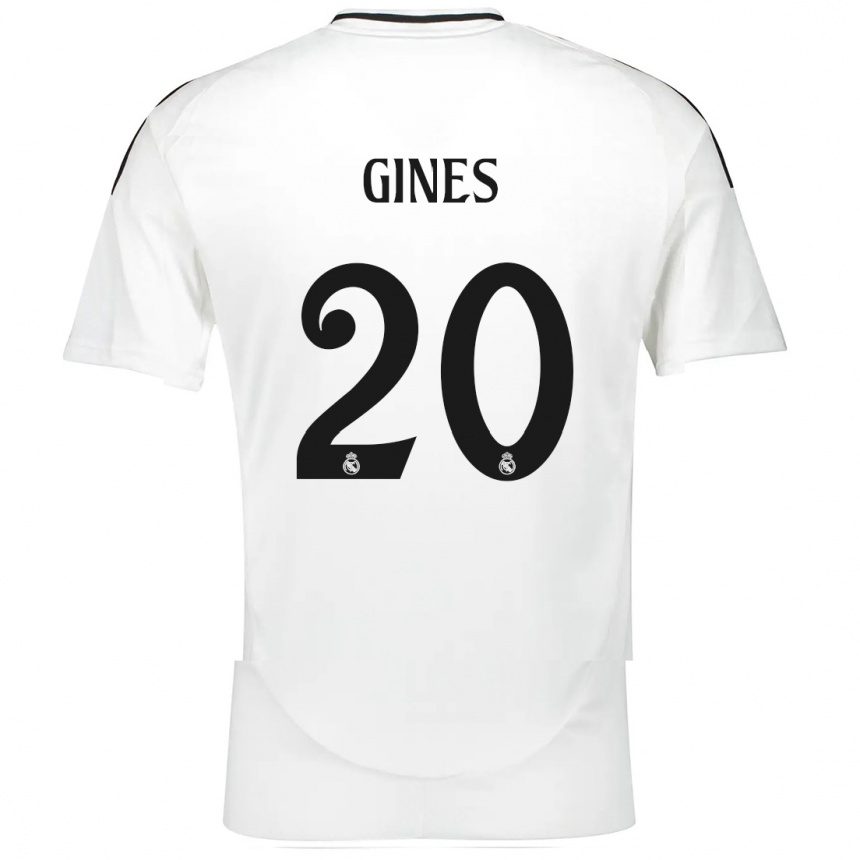 Kids Football Alvaro Gines #20 White Home Jersey 2024/25 T-Shirt Canada