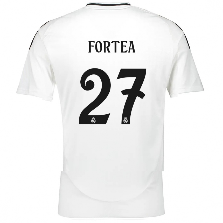 Kids Football Jesús Fortea #27 White Home Jersey 2024/25 T-Shirt Canada