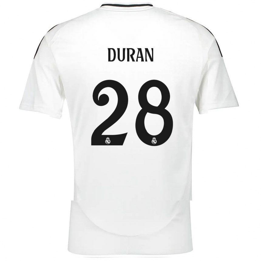 Kids Football Pol Duran #28 White Home Jersey 2024/25 T-Shirt Canada