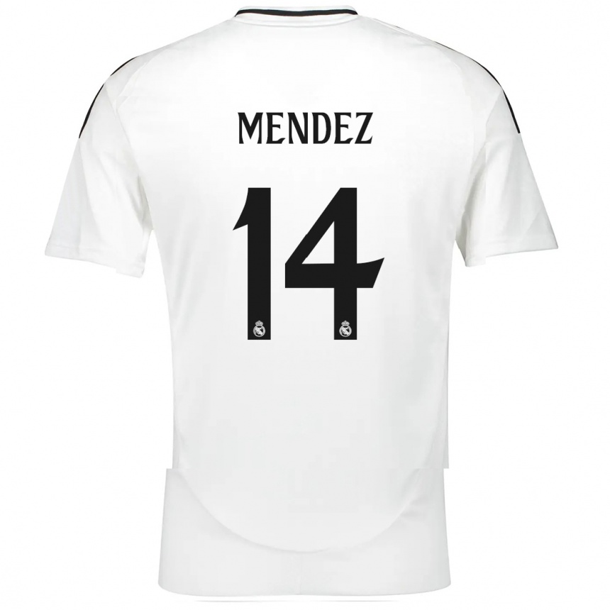 Kids Football María Méndez #14 White Home Jersey 2024/25 T-Shirt Canada