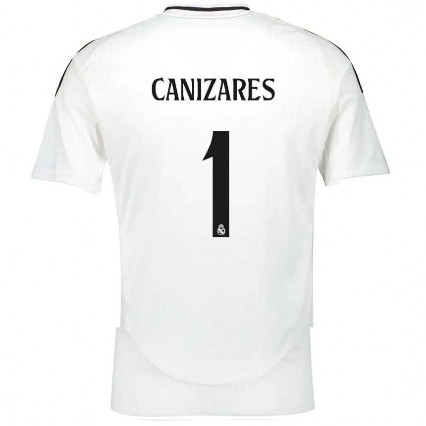 Kids Football Lucas Cañizares #1 White Home Jersey 2024/25 T-Shirt Canada