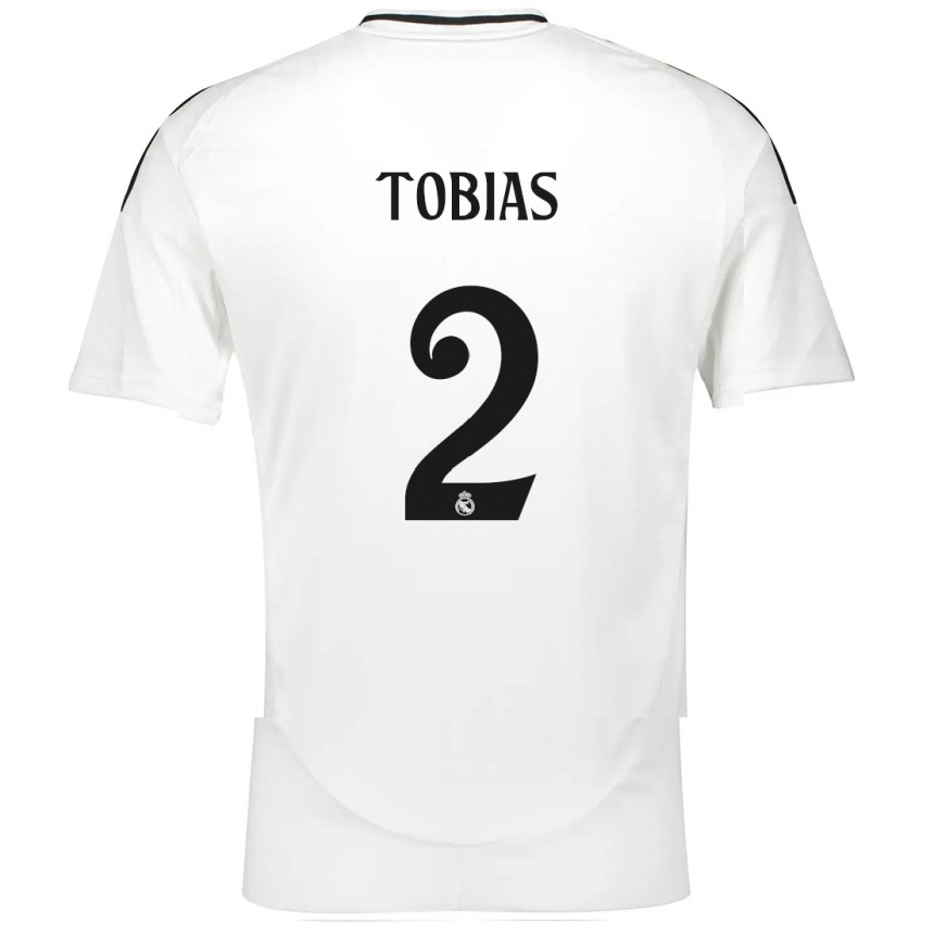 Kids Football Vinícius Tobias #2 White Home Jersey 2024/25 T-Shirt Canada