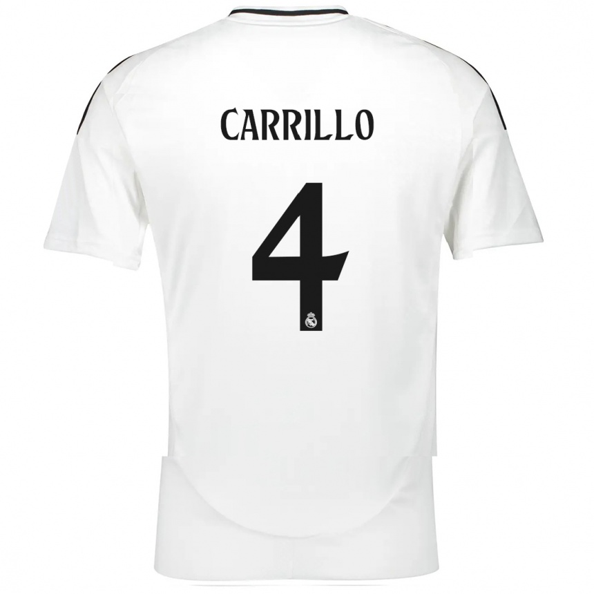 Kids Football Álvaro Carrillo #4 White Home Jersey 2024/25 T-Shirt Canada