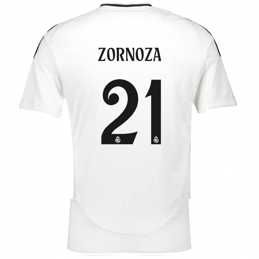 Kids Football Claudia Zornoza #21 White Home Jersey 2024/25 T-Shirt Canada