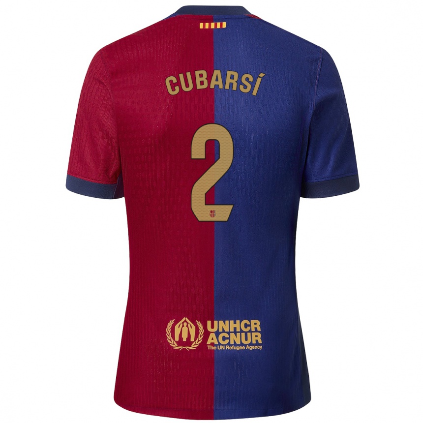 Kids Football Pau Cubarsí #2 Blue Red Home Jersey 2024/25 T-Shirt Canada