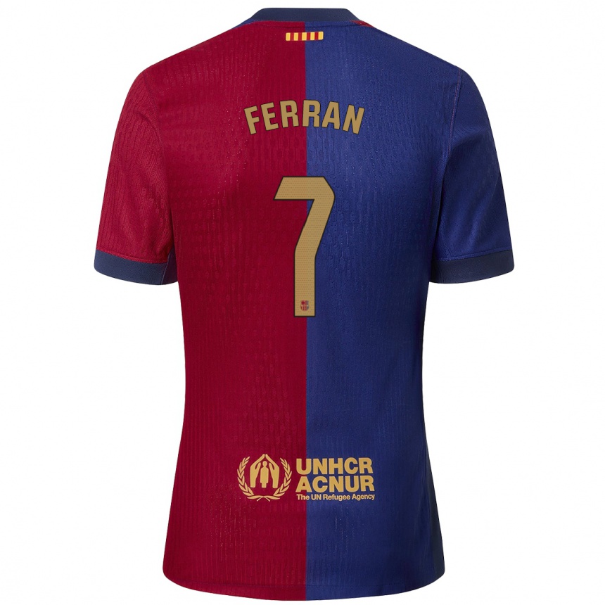 Enfant Football Maillot Ferran Torres #7 Bleu Rouge Tenues Domicile 2024/25 Canada