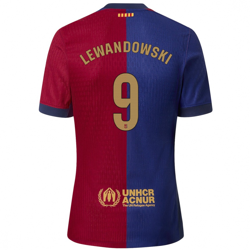 Enfant Football Maillot Robert Lewandowski #9 Bleu Rouge Tenues Domicile 2024/25 Canada