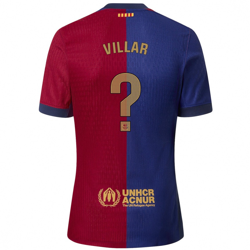 Kids Football Pedro Villar #0 Blue Red Home Jersey 2024/25 T-Shirt Canada