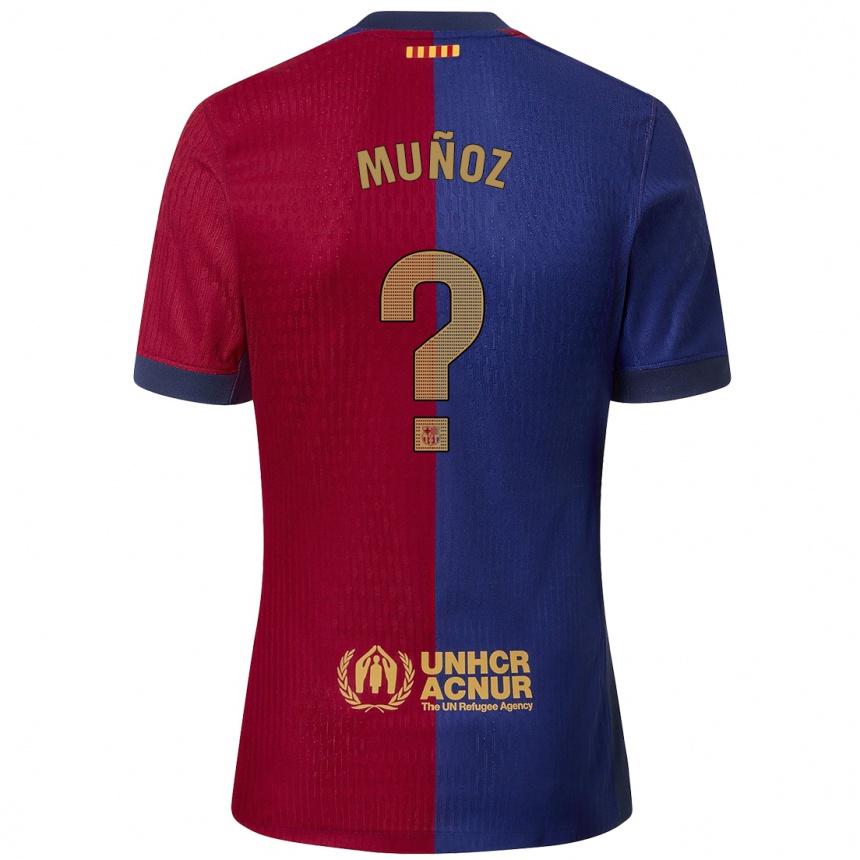 Kids Football Adrià Muñoz #0 Blue Red Home Jersey 2024/25 T-Shirt Canada