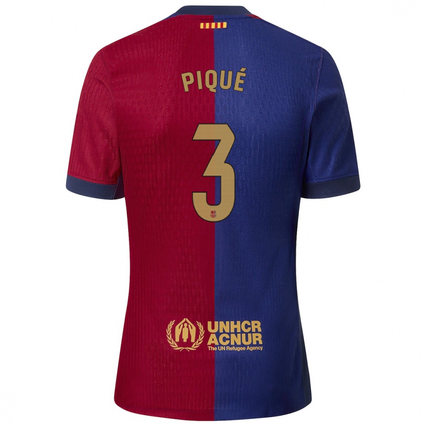 Enfant Football Maillot Gerard Pique #3 Bleu Rouge Tenues Domicile 2024/25 Canada