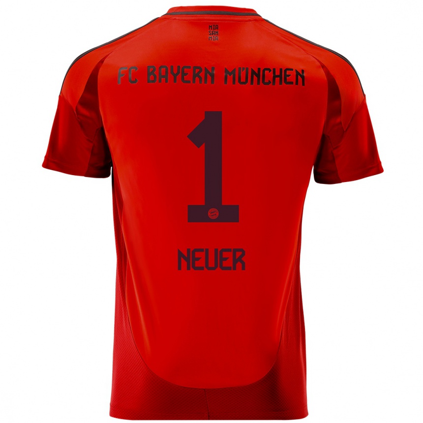 Enfant Football Maillot Manuel Neuer #1 Rouge Tenues Domicile 2024/25 Canada