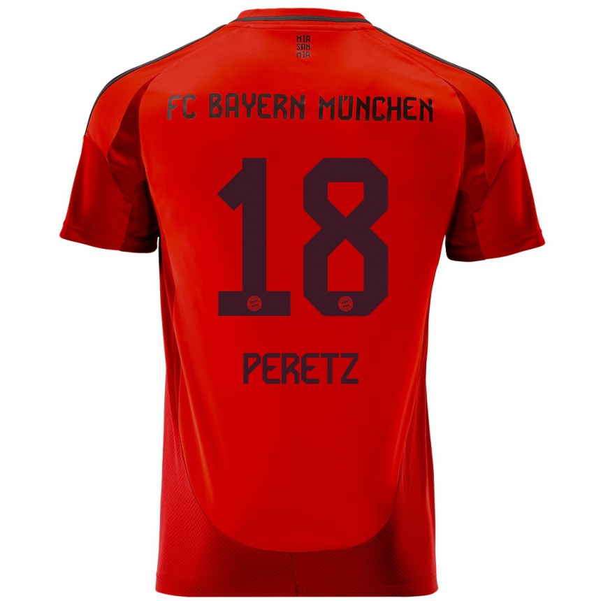 Kids Football Daniel Peretz #18 Red Home Jersey 2024/25 T-Shirt Canada