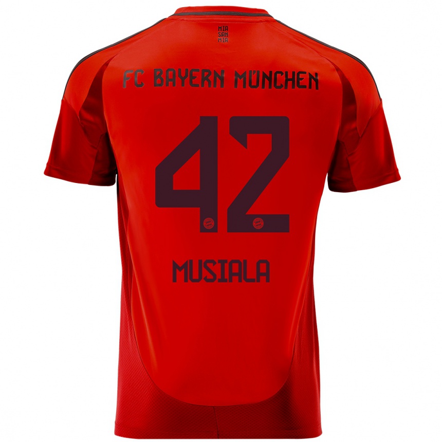 Kids Football Jamal Musiala #42 Red Home Jersey 2024/25 T-Shirt Canada