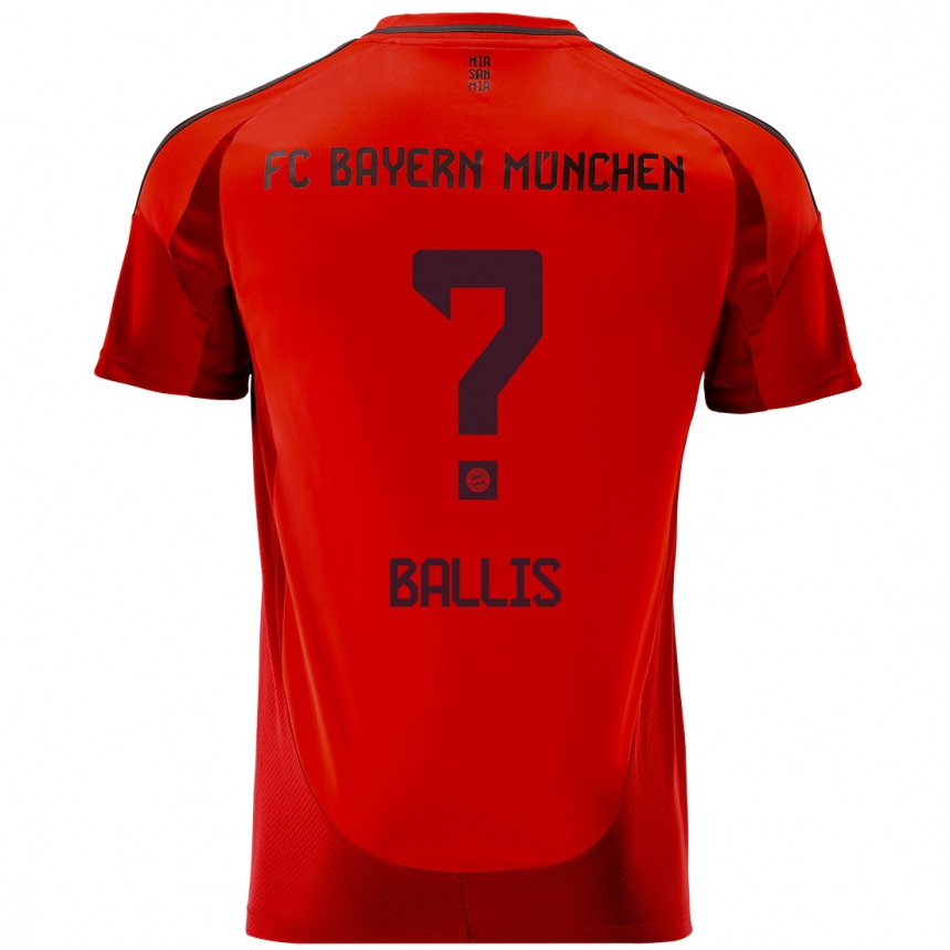 Kids Football Benjamin Ballis #0 Red Home Jersey 2024/25 T-Shirt Canada