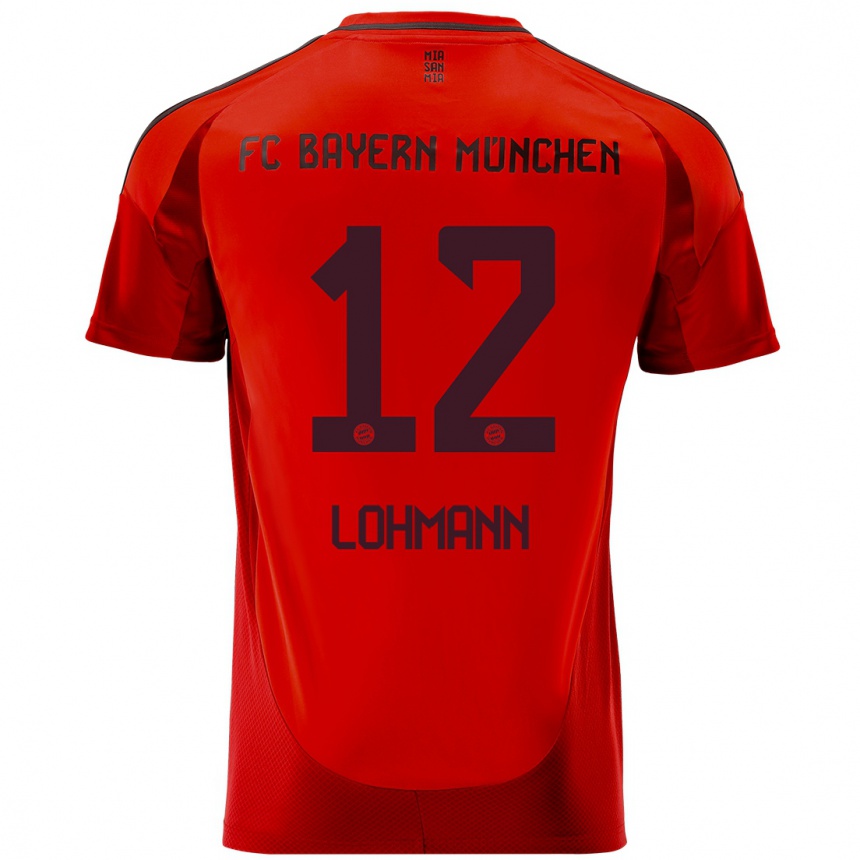 Enfant Football Maillot Sydney Lohmann #12 Rouge Tenues Domicile 2024/25 Canada