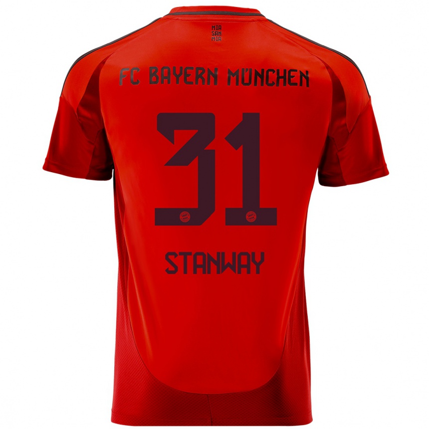 Kids Football Georgia Stanway #31 Red Home Jersey 2024/25 T-Shirt Canada