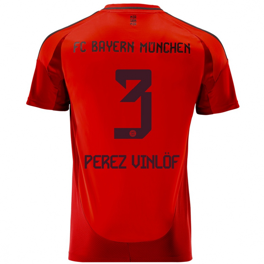 Kids Football Matteo Perez Vinlöf #3 Red Home Jersey 2024/25 T-Shirt Canada