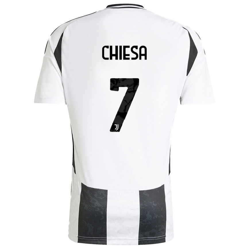 Enfant Football Maillot Federico Chiesa #7 Blanc Noir Tenues Domicile 2024/25 Canada