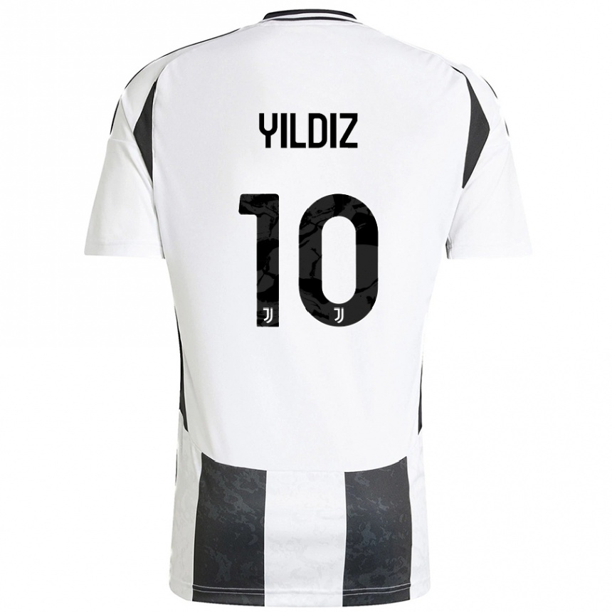 Kids Football Kenan Yildiz #10 White Black Home Jersey 2024/25 T-Shirt Canada