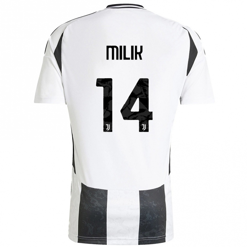 Kids Football Arkadiusz Milik #14 White Black Home Jersey 2024/25 T-Shirt Canada