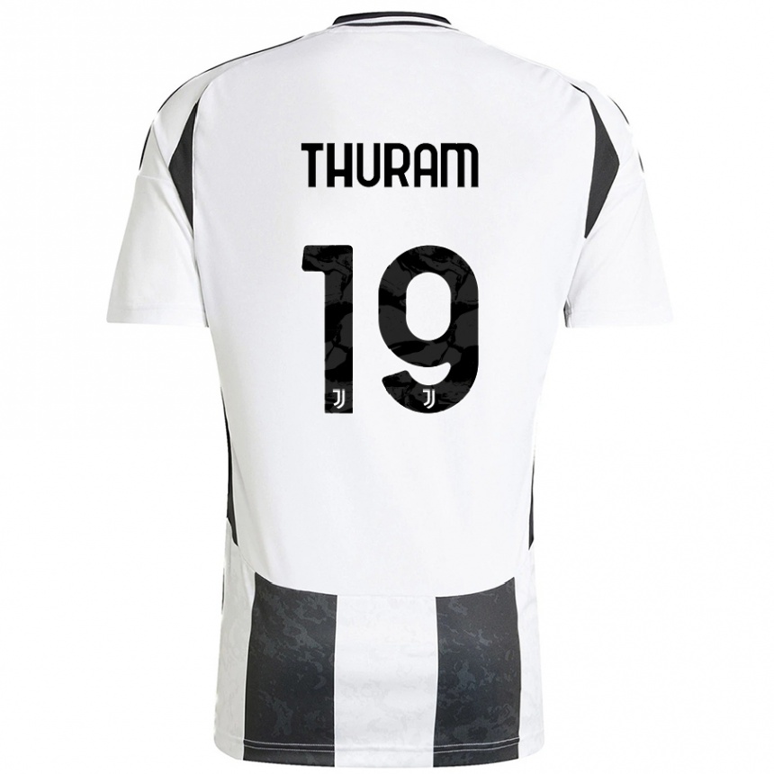 Kids Football Khéphren Thuram #19 White Black Home Jersey 2024/25 T-Shirt Canada