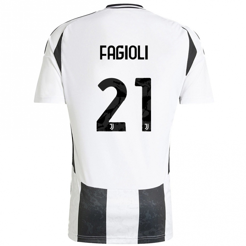 Enfant Football Maillot Nicolo Fagioli #21 Blanc Noir Tenues Domicile 2024/25 Canada