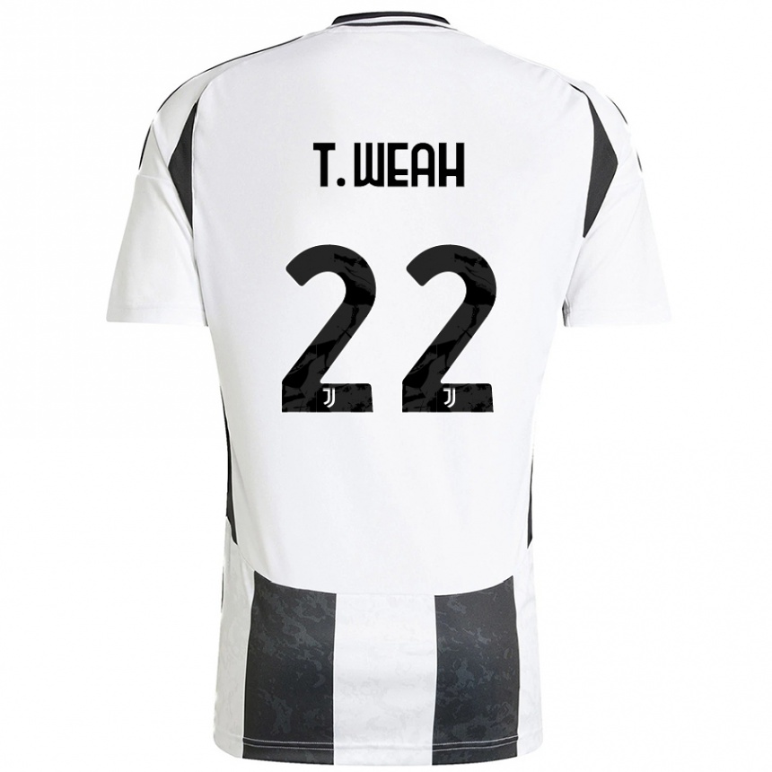 Kids Football Timothy Weah #22 White Black Home Jersey 2024/25 T-Shirt Canada