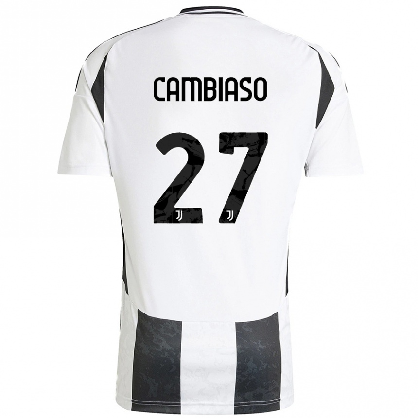 Kids Football Andrea Cambiaso #27 White Black Home Jersey 2024/25 T-Shirt Canada