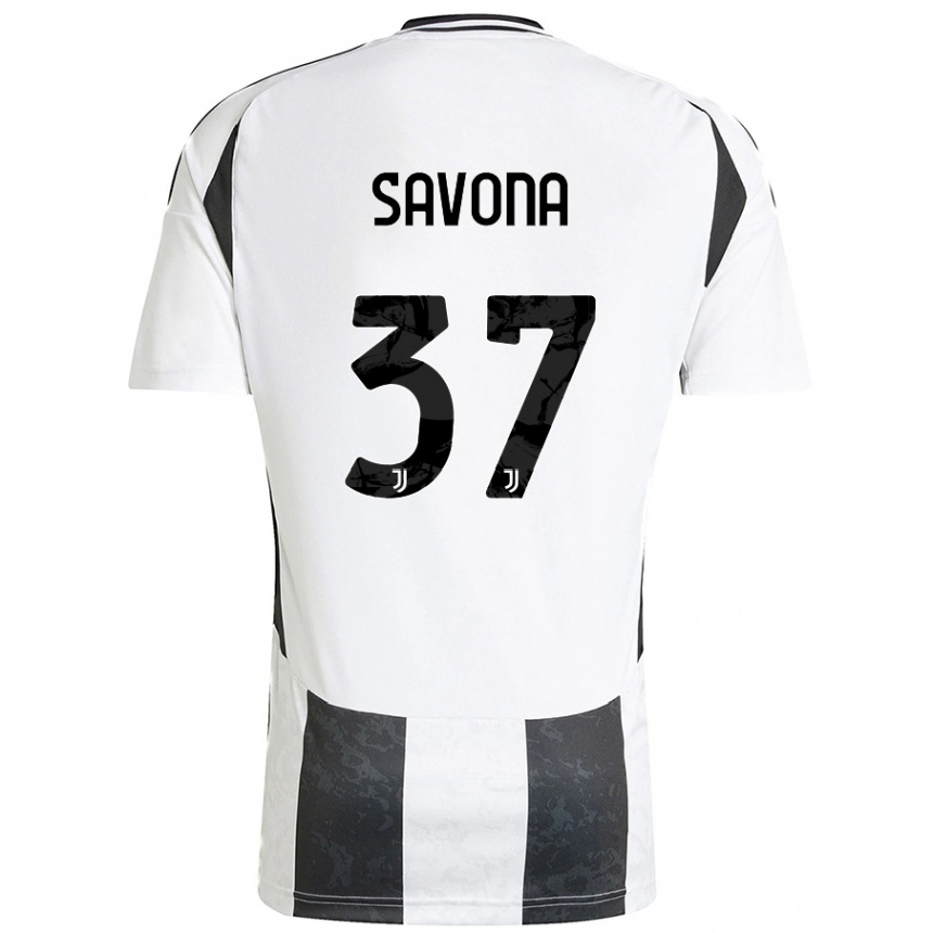 Kids Football Nicolo Savona #37 White Black Home Jersey 2024/25 T-Shirt Canada