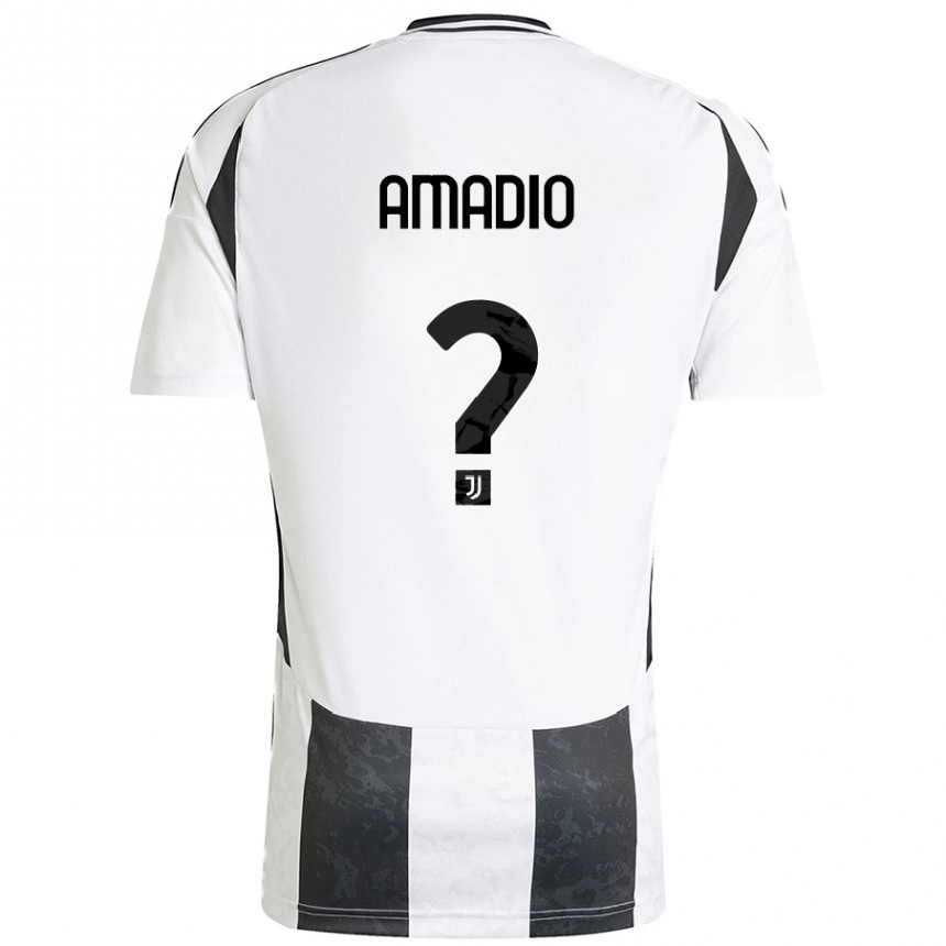 Kids Football Alex Amadio #0 White Black Home Jersey 2024/25 T-Shirt Canada