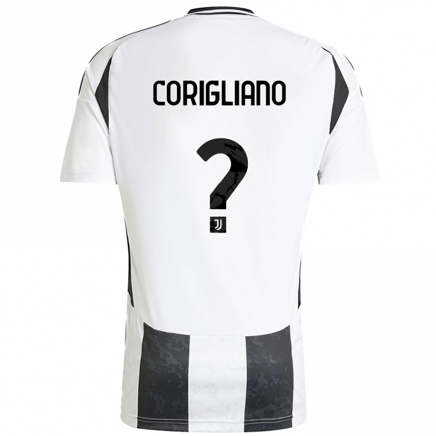 Kids Football Thomas Corigliano #0 White Black Home Jersey 2024/25 T-Shirt Canada