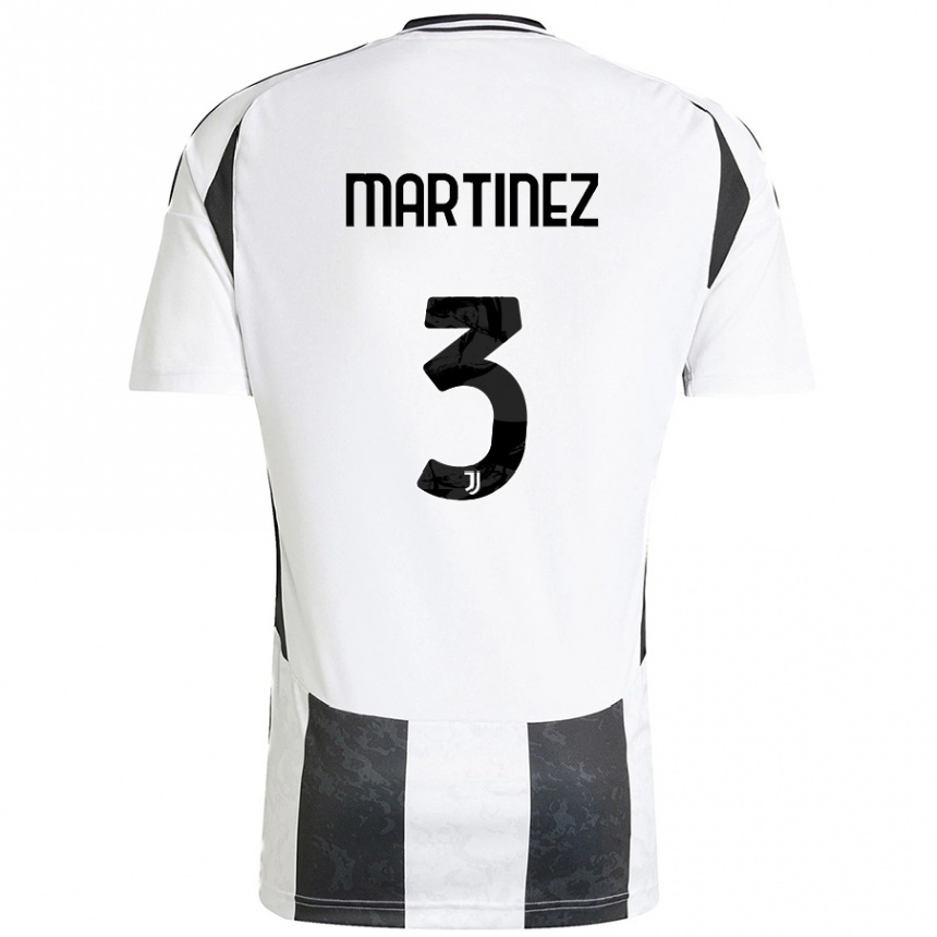 Kids Football Bruno Martinez #3 White Black Home Jersey 2024/25 T-Shirt Canada