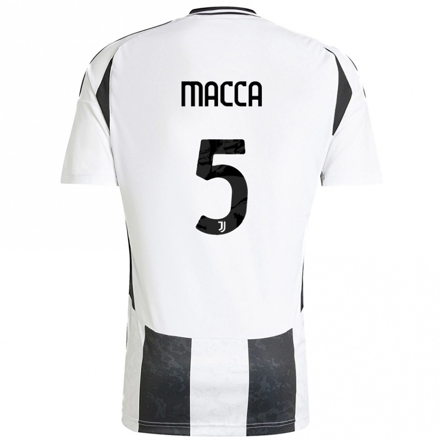 Kids Football Federico Macca #5 White Black Home Jersey 2024/25 T-Shirt Canada