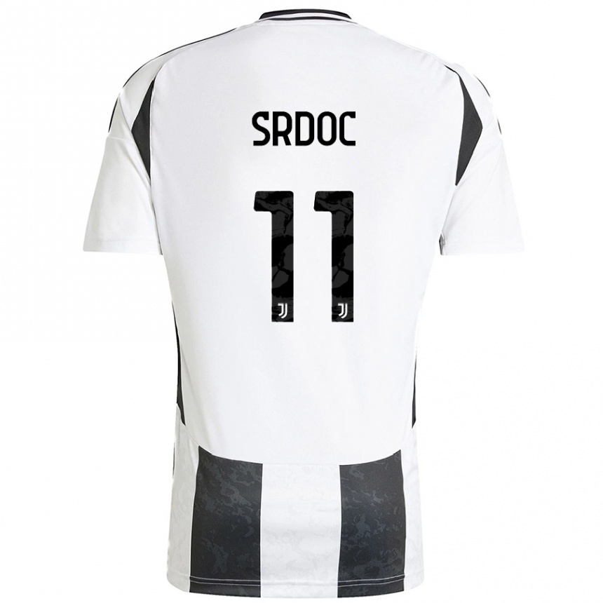 Kids Football Ivano Srdoc #11 White Black Home Jersey 2024/25 T-Shirt Canada