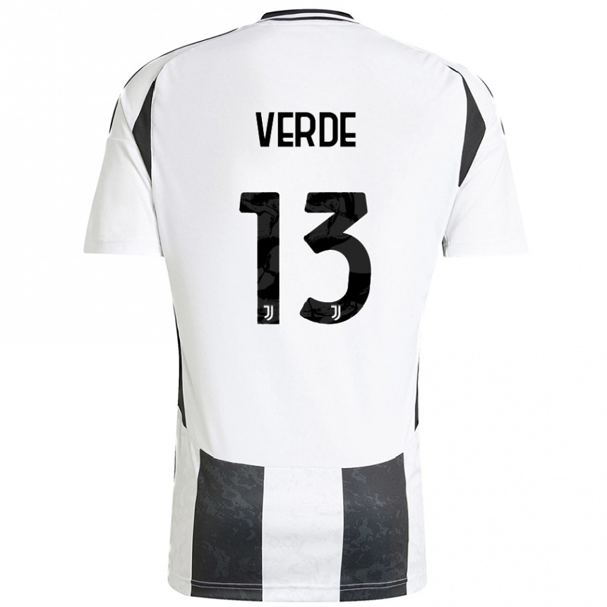 Kids Football Francesco Verde #13 White Black Home Jersey 2024/25 T-Shirt Canada