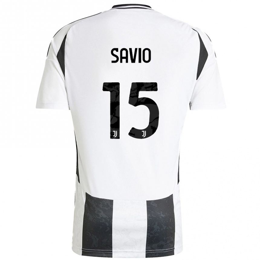 Kids Football Federico Savio #15 White Black Home Jersey 2024/25 T-Shirt Canada