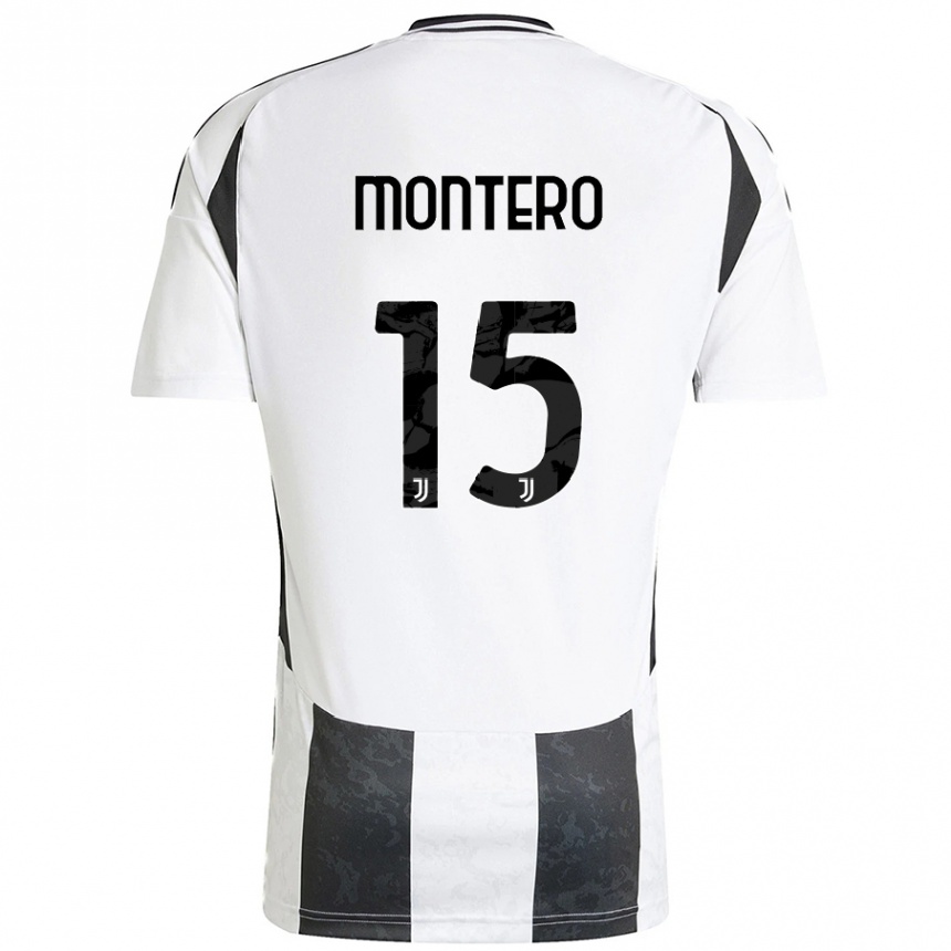 Kids Football Alfonso Montero #15 White Black Home Jersey 2024/25 T-Shirt Canada