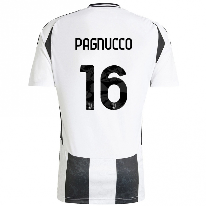 Kids Football Filippo Pagnucco #16 White Black Home Jersey 2024/25 T-Shirt Canada