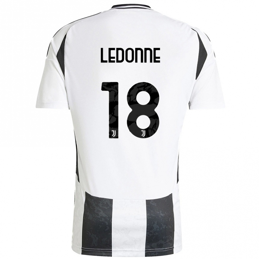 Kids Football Nicolò Ledonne #18 White Black Home Jersey 2024/25 T-Shirt Canada