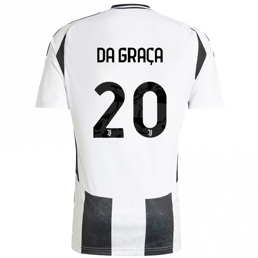 Kids Football Cosimo Da Graça #20 White Black Home Jersey 2024/25 T-Shirt Canada