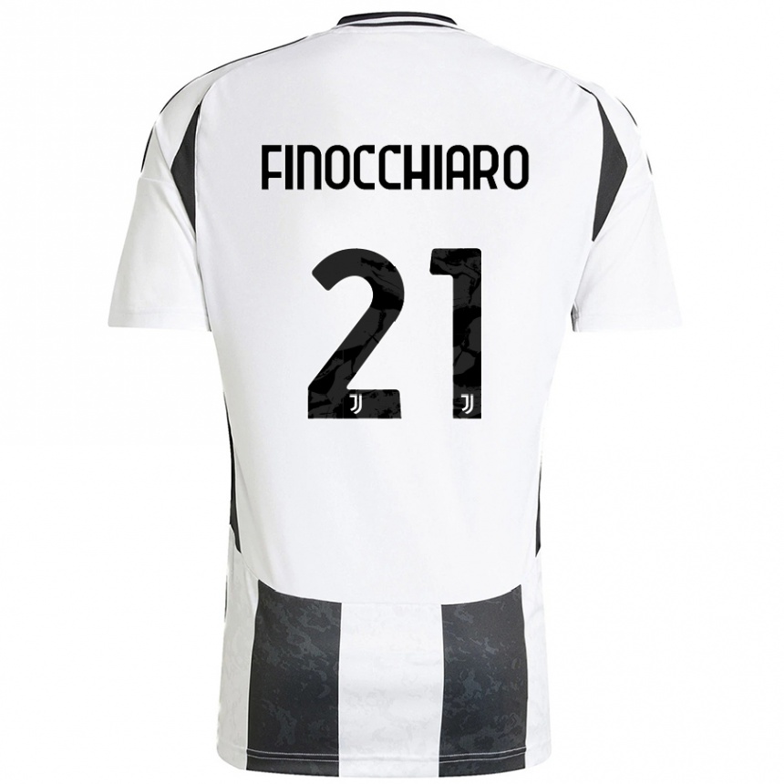 Kids Football Gabriele Finocchiaro #21 White Black Home Jersey 2024/25 T-Shirt Canada