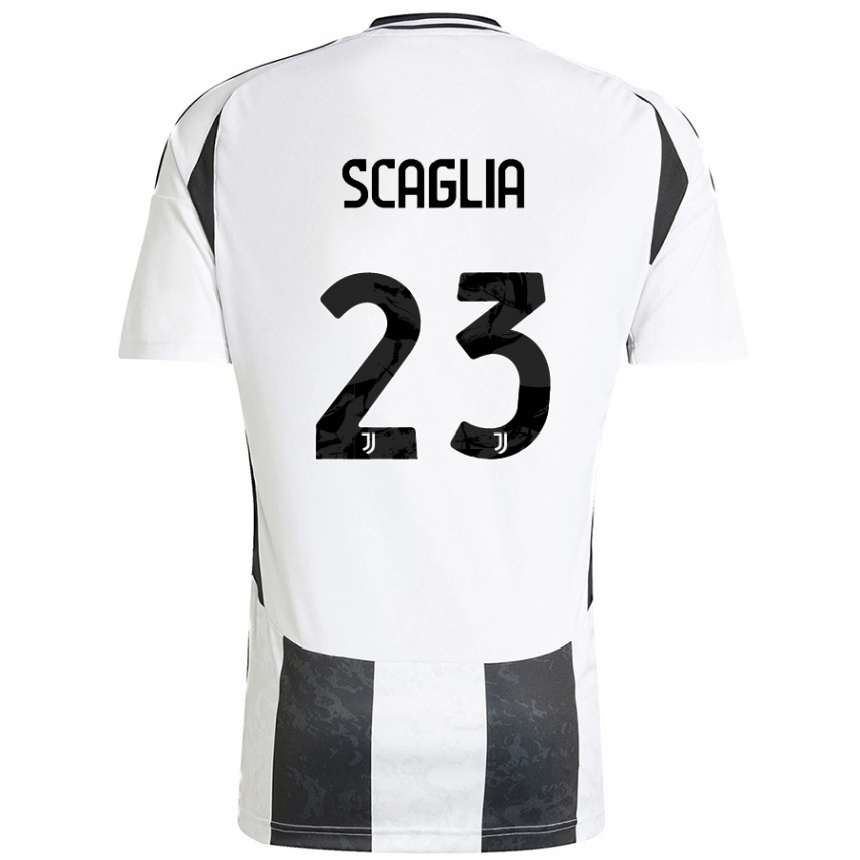 Kids Football Filippo Scaglia #23 White Black Home Jersey 2024/25 T-Shirt Canada