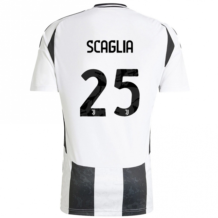 Kids Football Simone Scaglia #25 White Black Home Jersey 2024/25 T-Shirt Canada