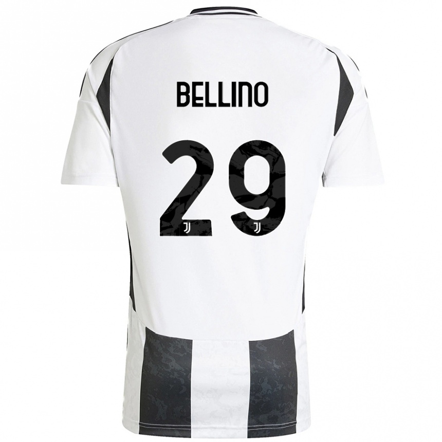 Kids Football Filippo Bellino #29 White Black Home Jersey 2024/25 T-Shirt Canada