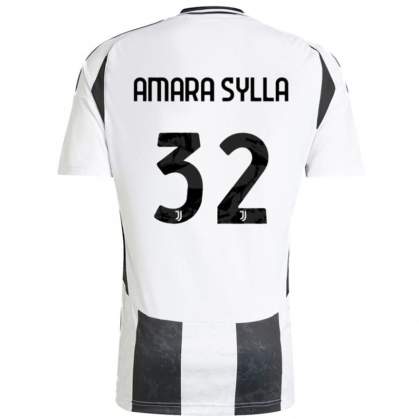 Kids Football Idris Amara Sylla #32 White Black Home Jersey 2024/25 T-Shirt Canada